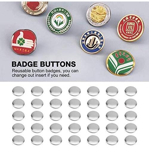 Badge Button, Iron Metal 32 mm / 1.26 inch DIY Blank Pin Badge Button Parts Consumables for Pro Button Maker, 1000Pcs/Set