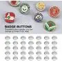 Button Parts for Badge, 1000Pcs 32mm Metal Round Backpin Button Set Top/Bottom Cover Clip Pin Button Parts Supplies for Pro Badge Maker Machine