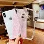 KAPADSON for iPhone X/XS 5.8'' Case,Luxury Clear Shell Crystal Square Metallic Corner Fashion Soft Cover -Pink