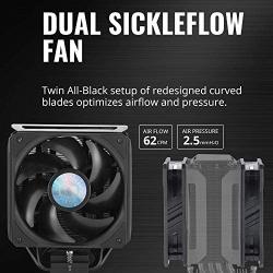 CoolerMaster MasterAir MA612 Stealth CPU Air Cooler, 6 Heat Pipes, Nickel Plated Base, Aluminum Black Fins, Push-Pull, Dual SickleFlow Fans for AMD Ryzen/Intel 1200/1151