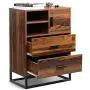 WLIVE 2 Drawer Dresser, Chest of Drawers with Open Shelf, Wood Storage Organizer Unit with Sturdy Metal Frame for Bedroom and Living Room, Rustic Oak