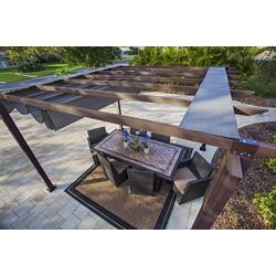 Paragon Outdoor PR11WD2C Backyard Structure Soft Top with Chilean Ipe Frame Valencia Pergola, 11 x 11 Cocoa