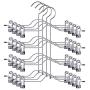 Pants Hangers, Trousers Skirt Hangers with Clips, 4 Tier Metal Hangers for Heavy Duty Ultra Thin Space Saving - 4 Pack