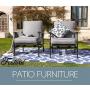 Festival Depot 2 of Outdoor Patio Bistro Dining Chairs with Cushions Set Premium Fabric Metal Frame Furniture Set Garden Dining Seating Chair Thick & Soft Cushions (Grey)