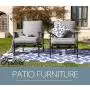 Festival Depot 2 of Outdoor Patio Bistro Dining Chairs with Cushions Set Premium Fabric Metal Frame Furniture Set Garden Dining Seating Chair Thick & Soft Cushions (Grey) Festival Depot 2 of Outdoor Patio Bistro Dining Chairs with Cushions Set Premium Fabric Metal Frame Furniture Set Garden Dining Seating Chair Thick & Soft Cushions (Grey)