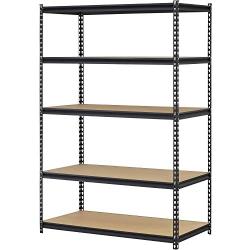 Muscle Rack 5-Shelf Steel Shelving, Silver-Vein (18'' D x 48'' W x 72'' H) (1)