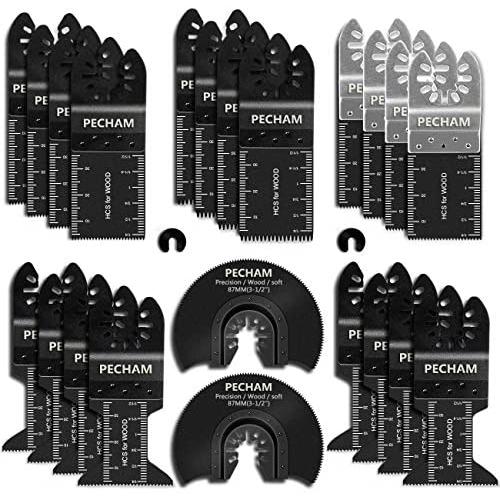 PECHAM 24PCS Universal Wood Metal Oscillating Multitool Quick Release Saw Blades Fit Porter Cable Black & Decker Rockwell Ridgid Ryobi Milwaukee DeWalt Chicago Craftsman PECHAM 24PCS Universal Wood Metal Oscillating Multitool Quick Release Saw Blades Fit Porter Cable Black & Decker Rockwell Ridgid Ryobi Milwaukee DeWalt Chicago Craftsman