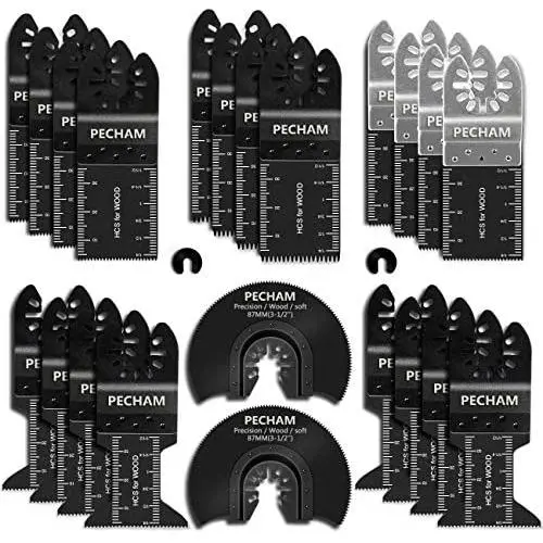 PECHAM 24PCS Universal Wood Metal Oscillating Multitool Quick Release Saw Blades Fit Porter Cable Black & Decker Rockwell Ridgid Ryobi Milwaukee DeWalt Chicago Craftsman