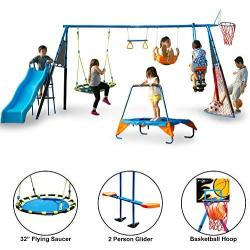 FITNESS REALITY KIDS ‘The Ultimate’ 8 Station Sports Series Metal Swing Set