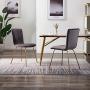 Art Leon Velvet Chairs, Mid Century Upholstered Kitchen Dining Chairs with Gold Metal Legs, Set of 2, Grey