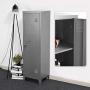 FurnitureR 54.1'' High Standing Metal Locker Storage Cabinet 3-in-1 Shelves Removable with Keys Lockable