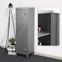 FurnitureR 54.1'' High Standing Metal Locker Storage Cabinet 3-in-1 Shelves Removable with Keys Lockable