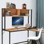 YOLENY 55 Inch L-Shaped Computer Desk with Hutch,Space-Saving Corner Desk with Storage Shelves,Home Office Desk Study Workstation for Home,Office YOLENY 55 Inch L-Shaped Computer Desk with Hutch,Space-Saving Corner Desk with Storage Shelves,Home Office Desk Study Workstation for Home,Office