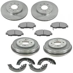 Front & Rear Posi Metallic Disc Brake Pads Rotors Shoes & Drum Kit Set for Civic