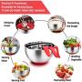 TeamFar Mixing Bowls, 5 / 3 / 1.5 Qt, Stainless Steel Mixing Bowls Salad Metal Bowl with Lids & 3 Graters, Pour Spout & Long Handle, Healthy & Heavy duty, Dishwasher Safe - Red