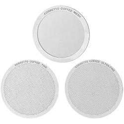 Corretto Set of 3 Reusable Filters for use in AeroPress Coffee Maker, includes Fine, Ultra-Fine, and Mesh filters