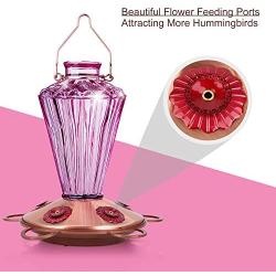 BOLITE 18017-P Hummingbird Feeder, Glass Hummingbird Feeder for Outdoors, Diamond Shape Bottle, 20 Ounces, Lavender