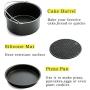 AIQI 5 Piece Air Fryer Accessories, Including Cake Barrel, Pizza Pan, Metal Holder, Skewer Rack and Silicone Mat for Gowise Phillips and Cozyna and More, Fit All 3.7QT - 5.3QT - 5.8QT