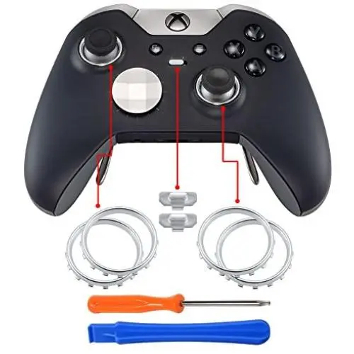 eXtremeRate Matte Chrome Silver Accent Rings Accessories for Xbox One Elite, Elite Series 2 Controller, Replacement Parts Profile Switch Buttons for Xbox One Elite Controller - Pack of 2 eXtremeRate Matte Chrome Silver Accent Rings Accessories for Xbox One Elite, Elite Series 2 Controller, Replacement Parts Profile Switch Buttons for Xbox One Elite Controller - Pack of 2