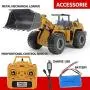 TongLi 583 1:14 Scale Metal RC Wheel Loader Toy Construction Trucks Vehicles Remote Control Outdoor Toys Bulldozer for Adults 2.4Ghz Powerful Upgraded with LED Lights and Simulation Sound