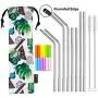 SEIVAN STRAWS Designer Pouch Set of 8 Stainless Steel Reusable Metal Straws with Silicone Tip-Drinking Straws for 30oz 20oz Yeti RTIC Tumbler - 8 Steel Straws, 12 Silicone Tips, 2 Straw Cleaning Brush