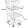 Pup joint Metal Wire Baskets, 3 Tiers Foldable Stackable Rolling Baskets Utility Shelf Unit Storage Organizer Bin with Wheels for Kitchen, Pantry, Closets, Bedrooms, Bathrooms