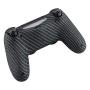 eXtremeRate Black Silver Carbon Fiber Bottom Shell, Soft Touch Back Housing Case Cover, Game Improvement Replacement Parts for Playstation 4 PS4 Slim Pro Controller JDM-040, JDM-050 and JDM-055