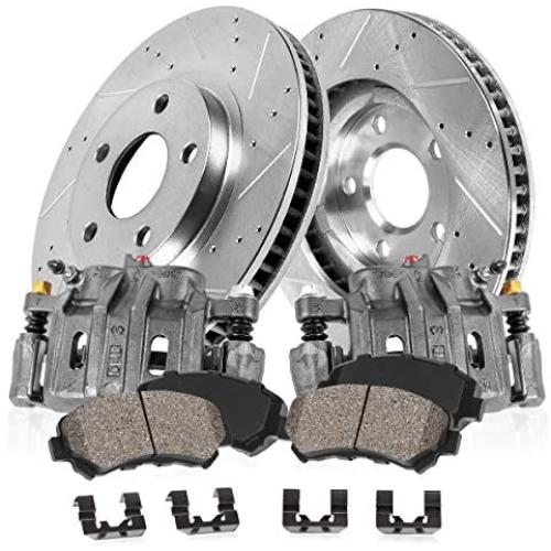 Callahan CCK04713 [2] FRONT Premium Original Brake Calipers + [2] Drilled/Slotted Rotors + Ceramic Pads + Hardware