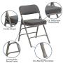 Flash Furniture HERCULES Series Premium Curved Triple Braced & Double Hinged Gray Fabric Metal Folding Chair