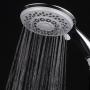 Hotel Spa High-Pressure 7-Setting Handheld Shower Head with 4-inch Face, Patented Water-Saving ON/OFF Pause Switch, Angle-Adjustable, Easy Tool-Free Installation – Chrome Finish