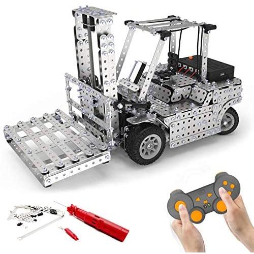 10 Channel Remote Control Metal Building Kit,STEM Engineering Education Toy for 8+ Year Old Kids,Forklift Building Toy,Gift for Boys&Grils (1445pcs)