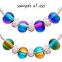 RUBYCA Mix Rainbow Gradient Murano Glass Beads European Charm Bracelet Spacer DIY Silver Color 30pcs