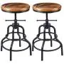 Vintage Industrial Bar Stool-Rustic Swivel Bar Stool-Round Wood Metal Stool-Kitchen Counter Height Adjustable Pipe Stool-Cast Steel Stool 20-27 Inch (Set of 2)