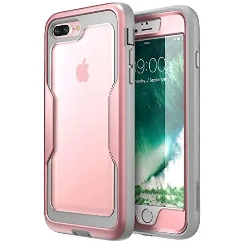 i-Blason Magma Series Case for iPhone 8 Plus 2017/iPhone 7 Plus, Heavy Duty Protection Full Body Bumper Case with Built-in Screen Protector, Includes Removable Beltclip Holster (RoseGold)