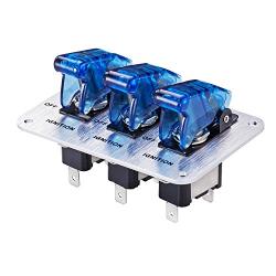 JIANFA Toggle Switch,Dc 12v Metal wire drawing face plate Car Toggle Switch with LED Indicator For For Racing Sport Competitive Car (Blue)