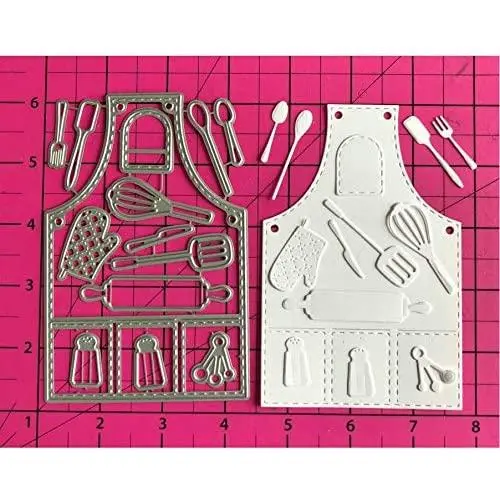 DIY Scrapbooking Artist Kitchen Apron Cutting Dies, Metal Cutting Dies Stencils for DIY Cards Making Scrapbooking Dies Cuts Photo Album Art Cut Die Knife Mold 85MMx129MM