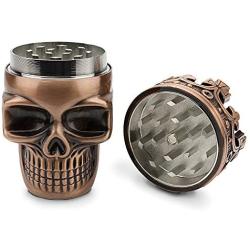 Golden Bell Upgraded Full Metal Spice Herb Skull Grinder - Red Bronze