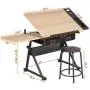 Yaheetech Height Adjustable Drafting Table Desk Drawing Table Desk with P2 Tiltable Tabletop, Stool and 2 Storage Drawers for Reading, Writing,Studying Art Craft Work Station Yaheetech Height Adjustable Drafting Table Desk Drawing Table Desk with P2 Tiltable Tabletop, Stool and 2 Storage Drawers for Reading, Writing,Studying Art Craft Work Station