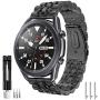 HATALKIN Compatible with Samsung Galaxy Watch 3 Band Bands 45mm Accessories Stainless Steel Metal Replacement Strap for Galaxy Watch3 45mm/Galaxy Watch 46mm/Gear S3 Frontier Men Women (Black/Black)