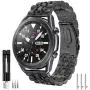 HATALKIN Compatible with Samsung Galaxy Watch 3 Band Bands 45mm Accessories Stainless Steel Metal Replacement Strap for Galaxy Watch3 45mm/Galaxy Watch 46mm/Gear S3 Frontier Men Women (Black/Black)