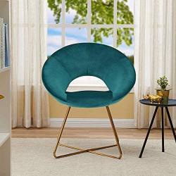 Duhome Modern Accent Velvet Chairs Dining Chairs Single Sofa Comfy Upholstered Arm Chair Living Room Furniture Mid-Century Leisure Lounge Chairs with Golden Metal Frame Legs 1 PCS Atrovirens