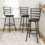 Mainstays Adjustable-Height Swivel Barstool, Hammered Bronze Finish, Set of 3 - Brown Mainstays Adjustable-Height Swivel Barstool, Hammered Bronze Finish, Set of 3 - Brown