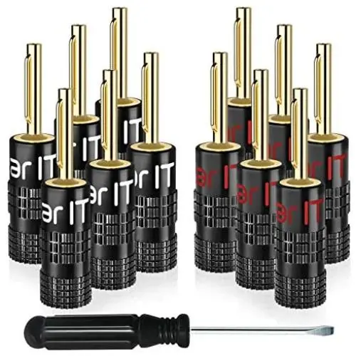 GearIT Banana Plug Connectors, Closed Screw, 24K Gold Plated, 6 Pairs, 12 Pieces GearIT Banana Plug Connectors, Closed Screw, 24K Gold Plated, 6 Pairs, 12 Pieces