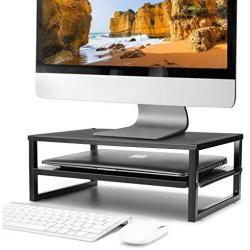 CAXXA 2-Tier Metal Laptop PC Monitor Stand Riser MAX 50 LBS Loading for Monitor, Printer,Black