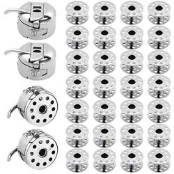 Homgaty 4 Pieces Sewing Machine Bobbin Case Bobbin Holder with 30 Pieces Metal bobbins for Brother, Janome, Singer, Kenmore Ect Front Loading Class 15 Machines