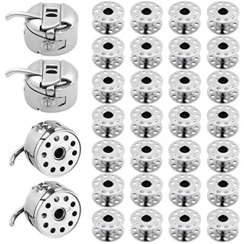 Homgaty 4 Pieces Sewing Machine Bobbin Case Bobbin Holder with 30 Pieces Metal bobbins for Brother, Janome, Singer, Kenmore Ect Front Loading Class 15 Machines Homgaty 4 Pieces Sewing Machine Bobbin Case Bobbin Holder with 30 Pieces Metal bobbins for Brother, Janome, Singer, Kenmore Ect Front Loading Class 15 Machines