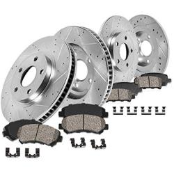 Callahan CDS02282 FRONT 279.8mm + REAR 264.5mm D/S 5 Lug [4] Rotors + Brake Pads + Clips [fit 2014-2016 Mazda 3]