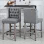 HOMCOM 40'' Tufted Wingback Counter Height Armless Bar Stool Dining Chair Set of 2, Grey