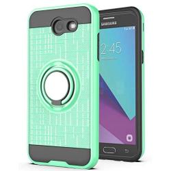 Galaxy J3 Emerge/J3 Eclipse/J3 Prime/J3 Mission/Luna Pro/Sol 2/Express Prime 2 Case with HD Screen Protector,YmhxcY 360 Degree Rotating Ring & Bracket Back Cover for Samsung J3 2017-ZH Mint