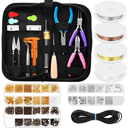 Jewelry Making Supplies Kit, Paxcoo Jewelry Making Kit with Jewelry Making Tools, Jewelry Wires and Jewelry Findings for Jewelry Making, Repair and Beading